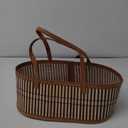 Woven Baskets for Gifts Empty Large Bamboo Gift Baskets with Handle Cellophane Wrap Bag and Pull Flower Ribbon Sturdy Foldable Gift Packages for Birthday Wedding Favor Wrapping