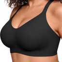 Vertvie Bras for Women No Underwire Wireless Push Up Seamless Full Coverage Comfort Sports Everyday Bra Regular & Plus Size (Black, L)