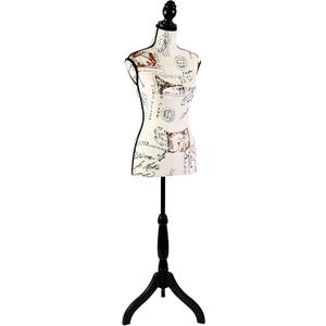 SereneLife Female Torso Mannequin Display - Sturdy and Durable, Adjustable Dress Form (52-64"), Lightweight, Easy-to-Assemble, Stable Tripod Stand, Smooth Surface for Retail Clothing Display, Printed