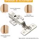 4pcs Full Overlay Soft Close Cabinet Hinges Frameless Concealed Door Hinges European Soft Closing Four-Hole Mounting Plate Hinges Nickel Plated Finish