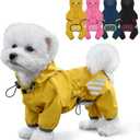 Dog Raincoat, Waterproof Dog Rain Jacket with Hood, Rain Coat with Leash Hole, Reflective Strap for Small Medium Dogs, Lightweight Puppy Clothes(Yellow,S)