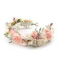 Flower Crown for Girls Wedding Peach White Floral Holo Hair Headpiece Bridal Wreath Young Girls Crown Garland Family Photo Shoots Prop Headband Wreath for Poppy Dogs (Peach-Child Size)