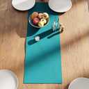 2 x Encasa XO Table Runner 13x36 in Long | Cotton Canvas Fabric | Azul Blue Solid Color | Machine Washable & Durable