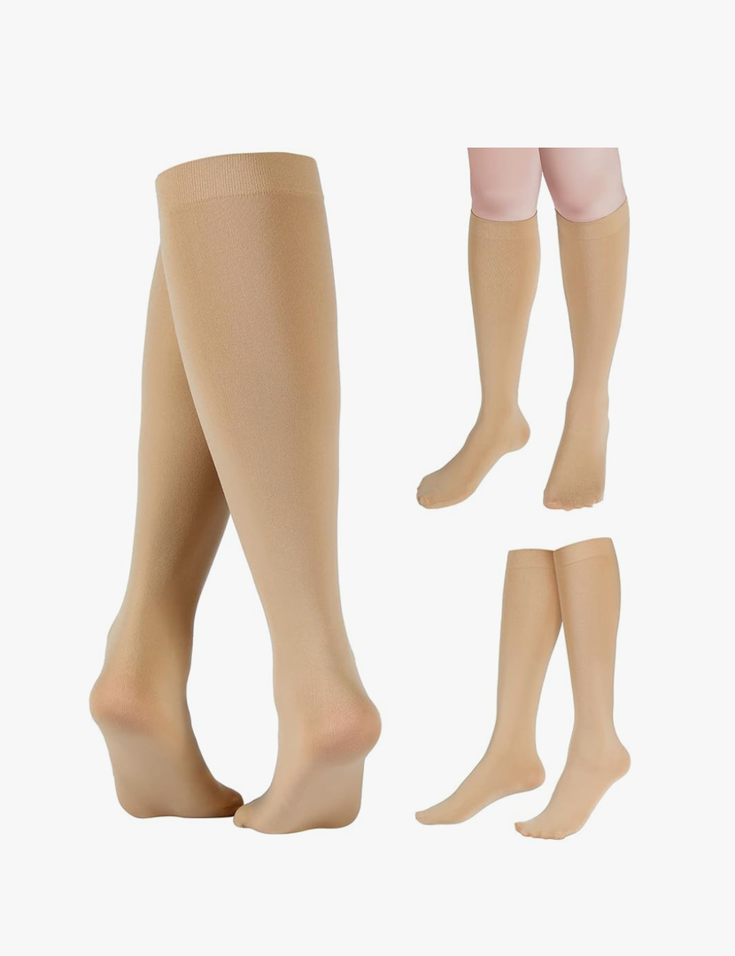 3 Pairs Ice Skating Socks Roller Skating Socks High Tight Knee Nylon Roller Skate Sock Women Girl