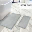 BOANKODU Bathroom Rugs Sets 2 Piece, Extra Soft Chenille Bath Mat Absorbent Bathroom Rug, Bathroom Mat with PVC Non-Slip Bottom, Machine Washable Bath Rugs (32x20 Inch + 24x16 Inch, Light Grey)