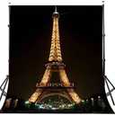 Black Backdrop Background for Photography Lights up The Eiffel Tower Backdrops for Photoshoot 6X9ft Use for Photography Backdrops Wedding Party Happy Birthday Backdrop 6X9ft Standard Size