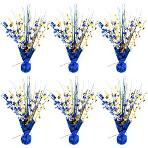 6 Pack Metallic Foil Spray Table Centerpiece Decoration Star Brust Glitter Table Topper Decor for Birthday Graduation Holiday Christmas New Year's Eve Celebration Party Supplies Gold and Blue