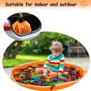 Toy Storage for Lego Play Mat Bag - Duplo Toy Organizer Storage Bag by Drawstring for Kids Tidy Toy with Lips can as Gift (Orange 47 inch)