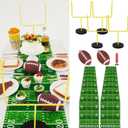 9 Pcs Football Party Goal Post Decoration Kit Includes 4 Football Field Goal Post 2 Football Court Table Runner 2 Mini Football 1 Pump for Football Theme Birthday Party Supplies