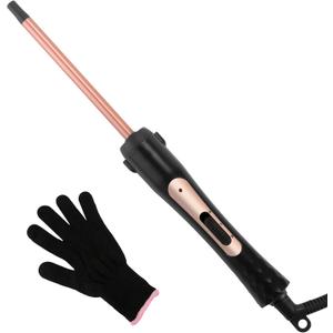 3/8 Inch Curling Wand Iron Small Curling Wand Tight Curls Tourmaline Ceramic Barrel for Short & Long Hair Skinny Wand Curler Styler with Clampless 350°F/410°F Temperature Adjustable