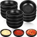 16 Pcs Soy Sauce Dishes Black Plastic Dipping Bowls Bulk, 1.7oz Dip Bowl Set Wheat Straw Small Bowls Set, Small Dip Bowl For Dipping Tomato Sauce, Soy, BBQ and Other Party Supplies (Black)