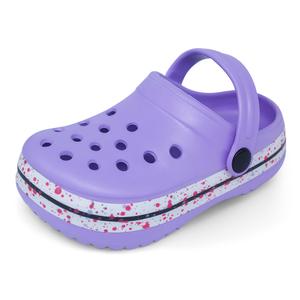 Toddler Girls Boys Clogs Stripe Band Classic Garden Clogs Children Little Kids Slip on Slides Sandals Slippers Indoor Outdoor Shower Beach Pool Water Shoes Purple (Purple)