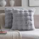 Neelvin Gray Faux Fur Cozy Soft Double-Sided Decorative Throw Pillow Covers 18x18 inch Set of 2,Velvet Pillowcase Cushion Case for Sofa Couch (Lightgrey)