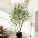8ft Faux Olive Tree with Pot & Moss Artificial Olive Plant Fake Olive Tree for Home Decor, Large Indoor Artificial Trees Faux Plants Indoor Durable Artificial Trees for Living Room/ Office
