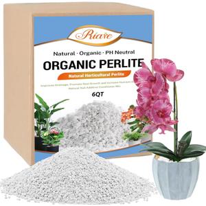 Riare 6 Quarts Organic Perlite for Plants - Horticultural Soil Amendment for Potting Mix, Natural Chunky Soil Additive Conditioner to Improve Root Growth, Drainage and Ventilation