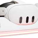 Tilted Nation Charging Dock - Fast Magnetic Charging with Rechargeable Controller Batteries - 3 Docking Station - 12 RGB Modes - VR 3 Accessories for Organization