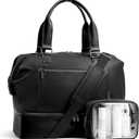 Travel Duffle Bag for Women,40L Weekender Bags Airline Approved Carry On with Shoe Compartment & Waterproof Wet Pocket, Durable Nylon Weekender Overnight Bag for Travel, Gym, Business Trip, Black