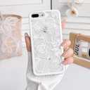 NITITOP Compatible with iPhone 7 Plus / 8 Plus Case Clear Cute Rose Flower Floral Leaves Pattern for Women Girls Color Frame Slim Durable Shockproof Protective Phone Cover - White