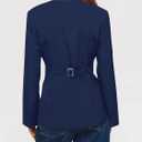 Cicy Bell Womens Business Work Casual Blazers Button Down Scoop Neck Split Hem Fitted Suit Jackets (Blue, XXL)