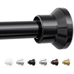 Chrsouly Shower Curtain Rod, 31-76 Inch Adjustable Tension Shower Rod, 1" Diameter Heavy Duty Rust-proof Tension Curtain Rods for Bathroom, Non Slip, No Drill, Black
