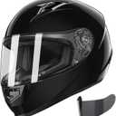GLX GX11 Compact Motorcycle Helmet - Black, Large - Full Face w/ Tinted Visor, DOT Approved