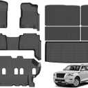 Wailtnb-All Weather Floor Mats & Cargo Liner Backrest Mat for Nissan Armada 2019-2024 Bench & Infiniti QX80 Custom Fit Nissan Armada 2019-2024 Bench & Infiniti QX80 Waterproof Durable Accessories