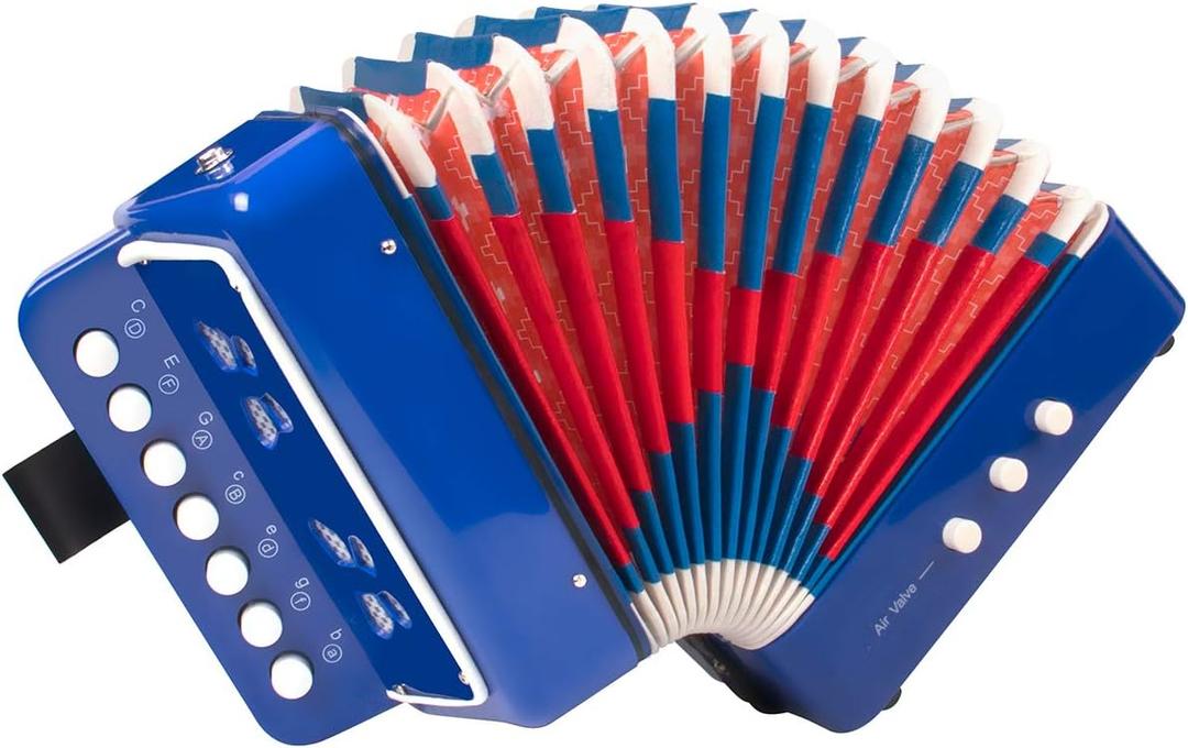 Horse Kids Accordion, 10 Keys Button Control Kid Accordions Musical Instruments for Child Children Toddlers Beginners Accordian Lightweight 7 key 3 Bass Mini Acorden Toy Acordeones Para Mios Blue