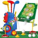Liberry Toddler Golf Set for 2 3 4 5 Years Old Boys Girls, Upgraded Kids Golf Cart with Golf Cornhole Board & Putting Mat, Indoor and Outdoor Golf Toys Birthday Gifts