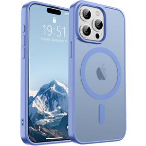 SUPFINE Magnetic for iPhone 15 Pro Max Case (Compatible with MagSafe) (Military Grade Drop Protection) Translucent Matte Shockproof Phone Cover,Blue Purple