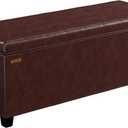 ABHENG Synthetic Leather Metal Frame Storage Ottoman Bench end of Bed Bench with Legs 43.5”W x 15.7”D x 15.7”H Hold up to 770 LB Large Storage Chest Brown UASND624R