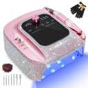 2-in-1 Rechargeable Cordless UV LED Nail Lamp & Electric Nail Drill Kit with Auto Sensor, LCD Display,45000 RPM Professional Gel Nail Dryer Machine for Home Salon Use & Training Nail Art Practice