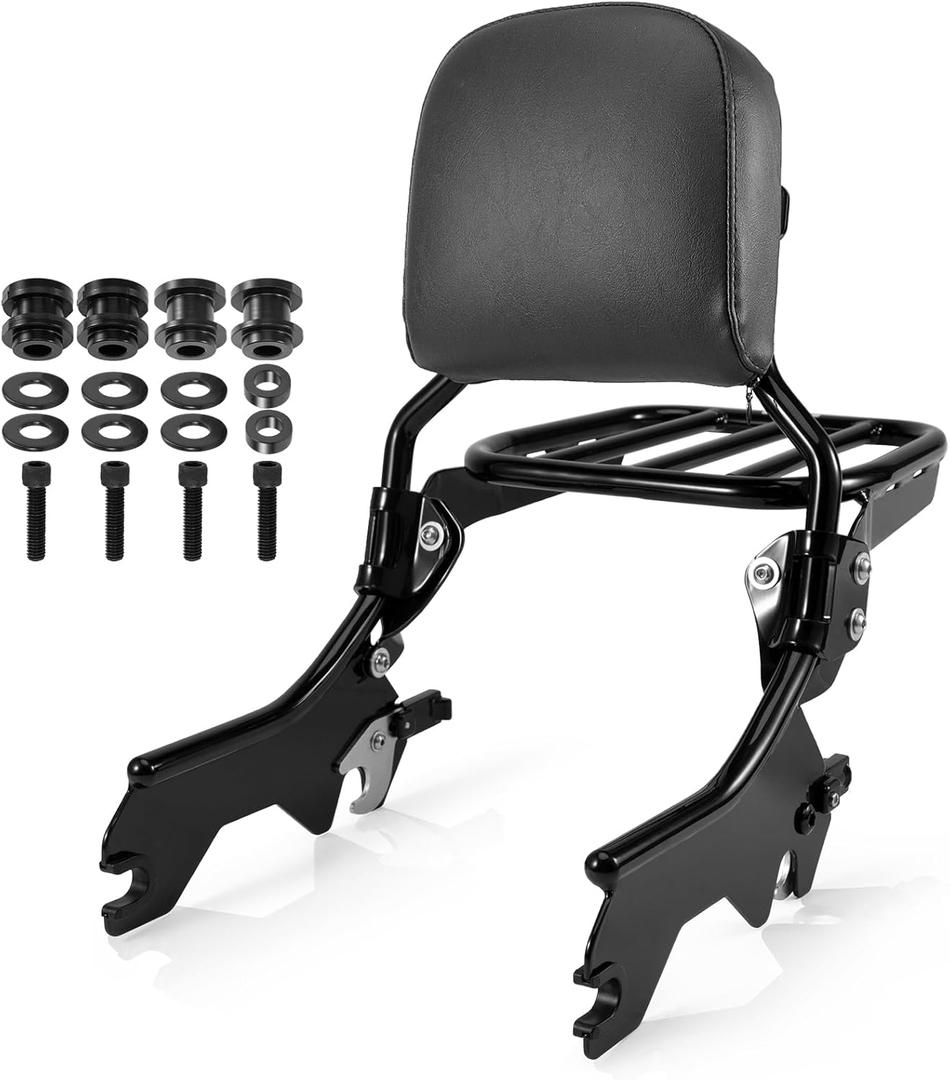 Holdfast Sissy Bar Upright for FLDE, FLHC, FLHCS, FLSL, FXBB, FXST, FLI Detachable Passenger Backrest w/Sport Luggage Rack w/Docking Hardware Fit Softail Deluxe Street Bob Heritage 2018-Up