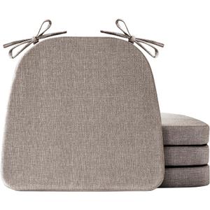 Chair Cushions for Dining Chairs Set of 4, Non Slip Kitchen Chair Pads, 17" x 16" x 2", Indoor Dining Chair Cushions with Ties, D-Shaped Seat Cushions for Kitchen Chairs, Light Brown