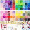 2 x LEUCHTAMOR 15000PCS Clay Beads 96 Colors Friendship Bracelet Making Kit 4 Boxes Polymer Clay Beads Disc Clay Beads with Charms for Jewelry Making,Crafts Gifts