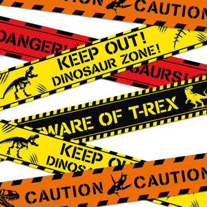 ZOIIWA 4 Rolls Dino Caution Tape 29 Feet Funny Dinosaur Party Decorations Dinosaur Beware of T-Rex Warning Tape Dino Themed Party Supplies for Birthday Baby Shower VBS Vacation Bible School Decor