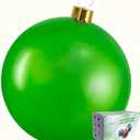 Inflatable Christmas Ornament Ball - 18" or 25" Indoor/Outdoor Holiday Decorations - Reusable and Storage Friendly (Green, 18”)