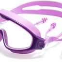 seasprint Swim Goggle Kids,Leak-Proof,Anti-Fog Pool Glasses,Wide View Swimming Goggles for 3-14,With Ear Plugs and Nose Clip(Purple)