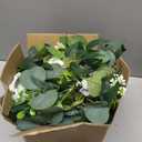 2 Pack Artificial Spring Eucalyptus Flower Garland with White Roses, 13Ft Fake Flower Greenery Floral Green Garland Vines for Wedding Arch Table Runner Backdrop Mantle Home Decorations (White)