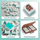 Color Al chemist American Mahjong Tile Set, 166 Vintage-Inspired Acrylic Engraved Tiles with Wind Indicator & Dice, Retro Leather Travel Case | Meaningful Present for Mahjong Social Circles