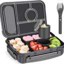 Bento Box Adult Lunch Box Kids,Lunch Containers for Adults/Kids/Toddler,5 Compartments Bento Lunch Box with Sauce Vontainers,Microwave & Dishwasher & Freezer Safe,BPA-Free (Dark Gray)