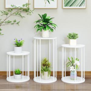 Plant Stand Indoor,small plant stool,Flower Pot Corner stand holder,Mid Century Heavy Duty Metal Tall Home Decor,Modern Round End Table,Small Rustic Display Stand for Living Room,Bedroom (White,3 Packs)