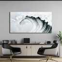 Yuaxker Large Ocean Wall Art Black and Gray Wall Decor Wave Aesthetic Artwork Cool Canvas Painting for Living Room Bedroom Dining Room Office Home Decor 30x60 Inch