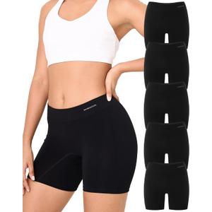 BAMBOO COOL Womens Boyshort Panties Seamless Underwear Stretchy Boxer Briefs For Ladies 5 Pack, XL