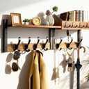 ZOCONE 29" Wood Coat Rack Wall Mount with Shelf, Separable Coat and Key Holder Wall Mount, Entryway Coat Rack with Carbon Steel Fixing Rod for Greater Load-Bearing and Stability, Living Room,Bedroom