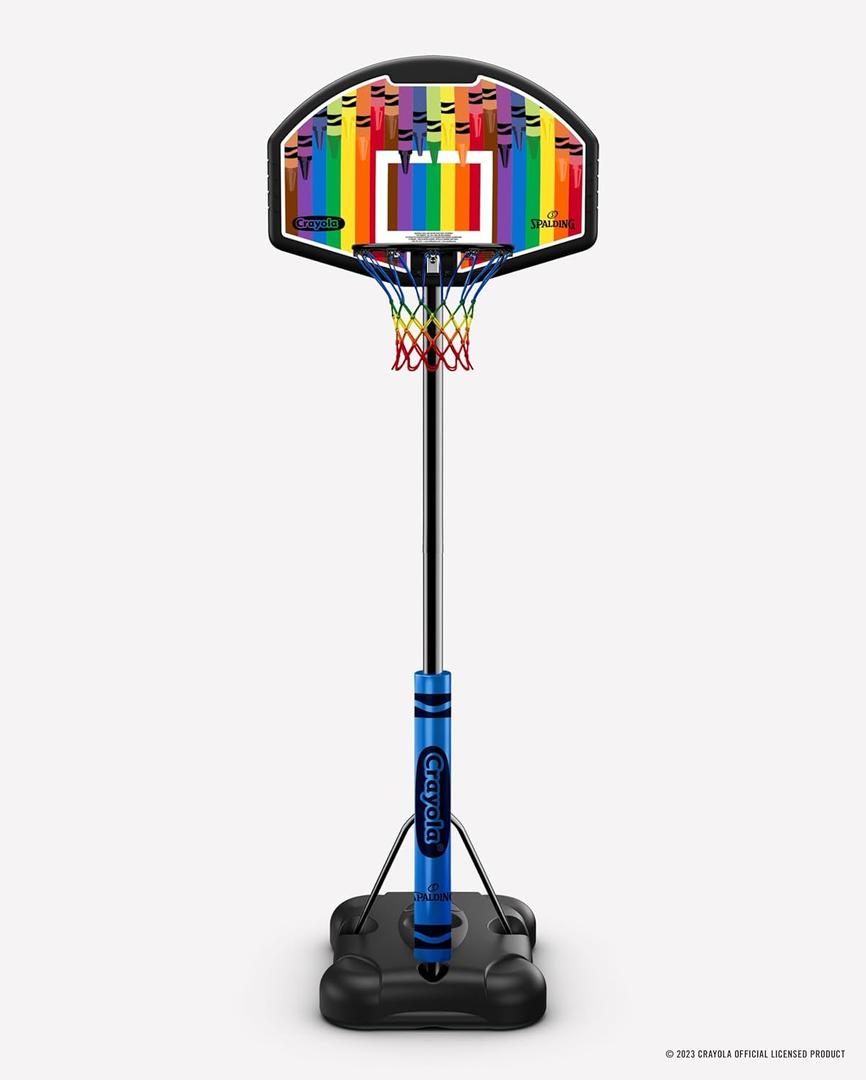 Spalding X Crayola 32" Molded Eco-Composite Telescoping Portable Basketball Hoop with Mini Court Marking Kit