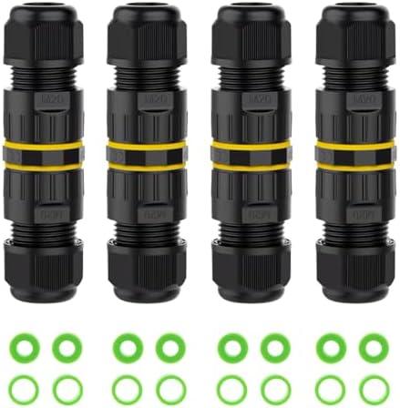 3 Pin IP68 Outdoor Waterproof Electrical Wire Connector for 5-12mm Wire Diameter, (Max 24A, 450V), 2 Way 3 Packs