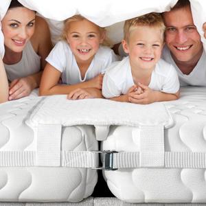 12" Extra Wide Bed Bridge Twin XL to King Converter Kit - Split King Gap Filler for Adjustable Bed - Mattress Connector & Gap Filler for Bed - Heavy Duty Metal Buckle Strap - 25D Memory Foam (Twin XL to King (12"x80"), White)