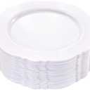 WDF 60pcs White Plastic Plates -10.25inch Baroque White Disposable Dinner Plates for Upscale Parties & Wedding & Independence Day (10.25 inch)