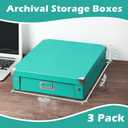 3 Pack 12"x12" Scrapbook Storage Box with Lid Fold Jumbo Photo Storage Box Teal Green Document Organizer Boxes Archival Storage Boxes Photo Storage Ideas For Memory Album Keepsake 14.5"x 12.8" x 3.5"