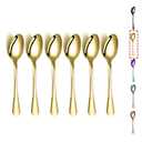 Gold Teaspoons, Kyraton 6 Pieces 6.7" Stainless Steel Tea Spoons With Gold Titanium Plating, Ice Cream Spoons, Dessert Spoon, Coffee Spoon, Golden Teaspoon, Spoon Silverware Pack of 6